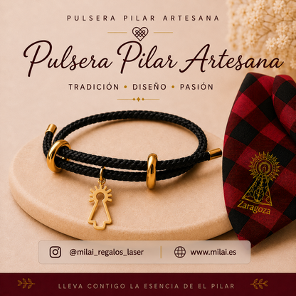 Pulsera Virgen del Pilar Lisa Negra