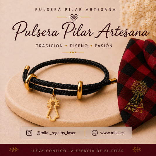 Pulsera Virgen del Pilar Lisa Negra