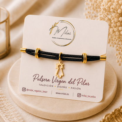 Pulsera Virgen del Pilar Lisa Negra