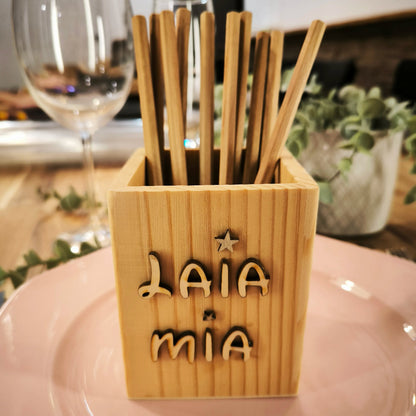 Porta Lápices Personalizado de Madera 🌟