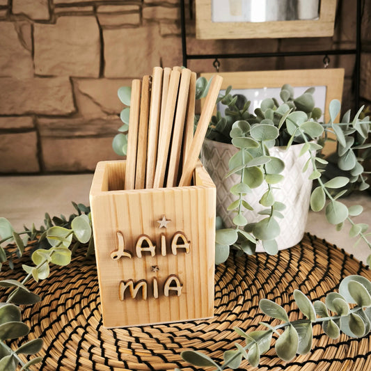 Porta Lápices Personalizado de Madera 🌟