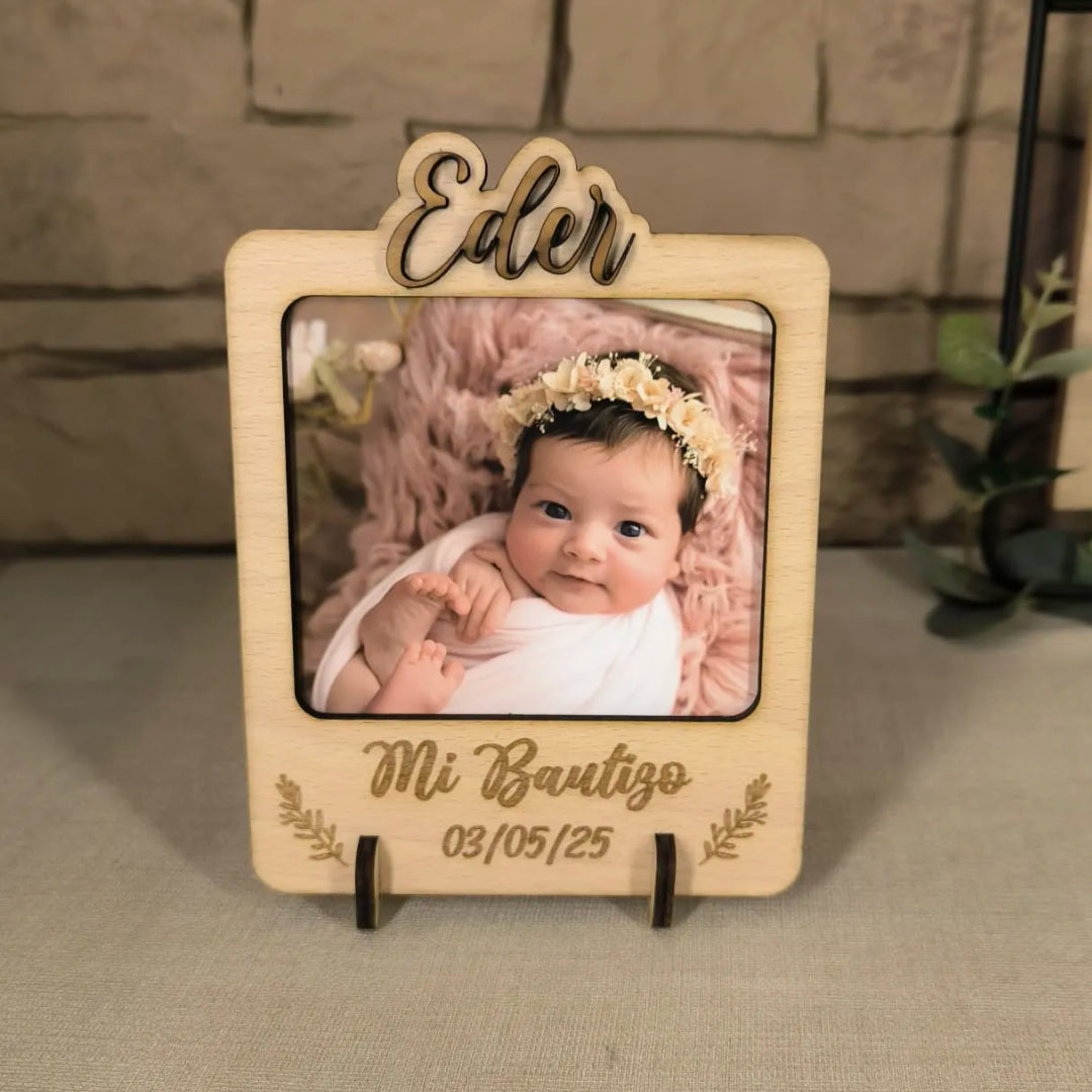 🖼️MARCO FOTO BAUTIZO MADERA HAYA🖼️