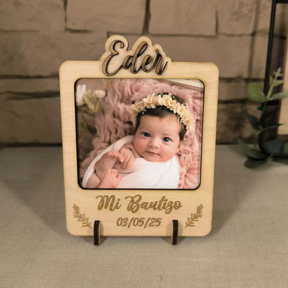 🖼️MARCO FOTO BAUTIZO MADERA HAYA🖼️