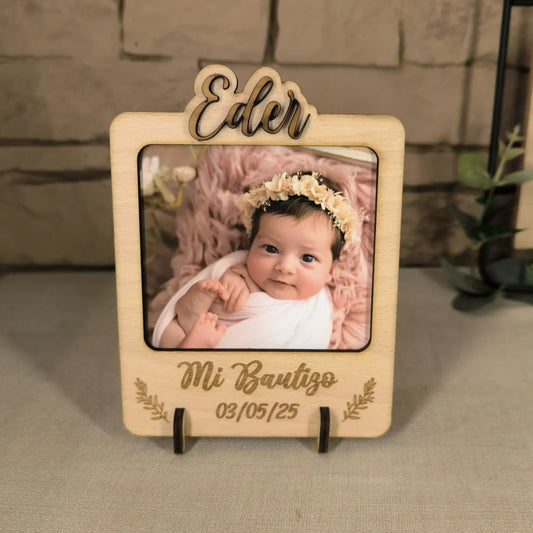 🖼️MARCO FOTO BAUTIZO MADERA HAYA🖼️