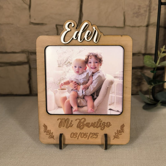 🖼️MARCO FOTO BAUTIZO MADERA CEREZO🖼️