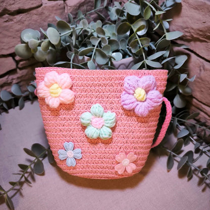 ✨ Bolso tejido con decoración 🌸