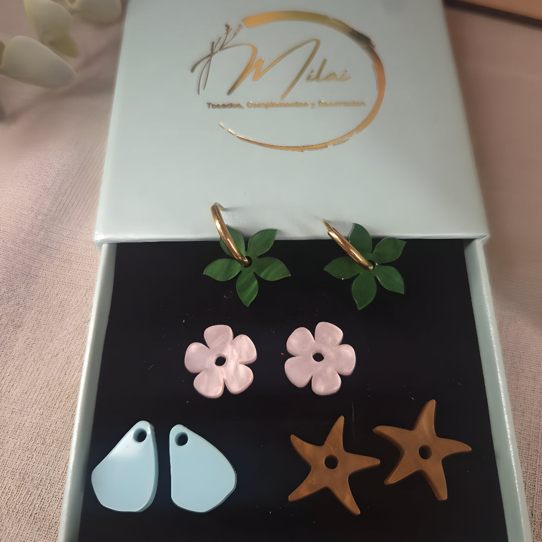Pack Pendientes de Aro con Colgantes Intercambiables 💞